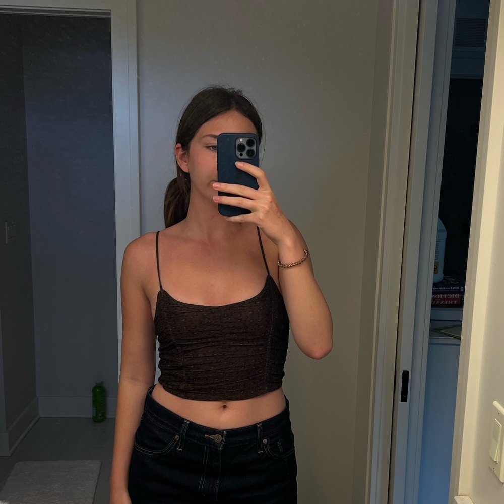 Me to We Brown Cheetah Print Crop Top; size XS